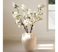 Avoeco 4Pcs Artificial Cherry Blossom Branches - 36" Faux Silk Flowers, Realistic Stems & Gradient Petals for Home Decor, Wedding Arrangements, Spring Displays (4, Cream White)