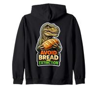 Avoid Bread And Extinction Funny Keto Dinosaur Zip Hoodie