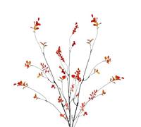 Avoik Artificial Plants 3PCS Faux Greenery Stems, Sprigs Leaves Branches with Berries Artificial Ficus Twig Green Faux Silk Plant Stems for Vase Outdoor Indoor Summer Garden Home Decor (Red)