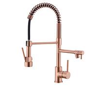 Avola Classical Copper Kitchen Faucet with Pull Down Sprayer, Rose Gold Kitchen Sink Faucet with Pot Filler Single Handle Commercial Brass Tap for Bar Laundry RV Utility Sink