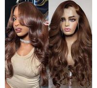 Avolo Chocolate Brown Lace Front Human Hair Wigs Body Wave Brown Wig Human Hair 13x4 HD Lace Front Human Hair Wigs Pre Tipped Charcoal