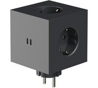 Avolt - Square 2 Socket Extender With USB-C / Magnet, Stockholm Black - Stockholm Black