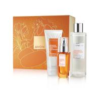 Avon Anew Skin Saviours Vitamin C Three Piece Gift Set with Radiance Maximising Serum 30ml, Radiance Maximising Tonic 200ml and Radiance Maximising Microdermabrasion Face Polish 75ml in a Gift Box