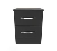 Avon Bedside Table Black 2 Drawers 51cm