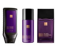 Avon Black Suede Eau De Toilette EDT Aftershave 100ml (Black Suede Charm + Body Wash + Body Spray)