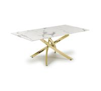 avon coffee table in white marble effect with gold legs