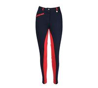 Avon Equine Horse Riding Child Soft Stretchy Jodhpurs JODS JODPHURS Child/Girls Cotton Lycra Soft Jods Knee Patch Equestrian Jodh Children Pants Two Tone_Navy/RED_32