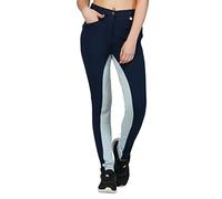Avon Equine Women's Cotton/Lycra Horse Riding Jodhpurs with Front Pocket Ladies Soft Stretchy Two Tone Jodhpurs Jods Pants (32, Navy/Baby Blue)