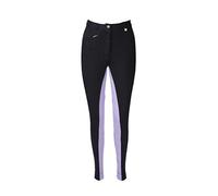 Avon Equine Women's Cotton/Lycra Horse Riding Jodhpurs with Front Pocket Ladies Soft Stretchy Two Tone Jodhpurs Jods Pants (36, Black/Baby Purple)