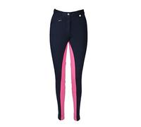 Avon Equine Women's Cotton/Lycra Horse Riding Jodhpurs with Front Pocket Ladies Soft Stretchy Two Tone Jodhpurs Jods Pants (26, Navy/Pink)