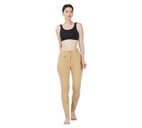Avon Equine Women's Cotton/Lycra Soft Stretchy Silicon Jodhpurs JODS with Zip Pocket Ladies Knee Patch Equestrian Pants Full Seat 4 Way Stretch Jodhpurs Pant (Beige, UK 14 (32-Inch))