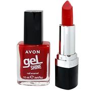 Avon Lipstick & Gel Shine Nail Enamel Set - Red Lipstick & Red Nail Enamel