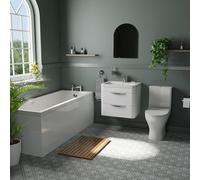 Avon Vanity and 1700mm Straight Single Ended Bathroom Suite including Taps and Wastes | Gloss White | 600mm