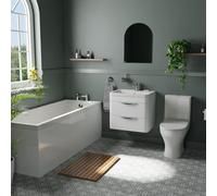 Avon Vanity and 1700mm Straight Single Ended Bathroom Suite | White | 600mm