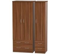 Avon Walnut Effect 3 Door Triple Wardrobe - 4 Drawers