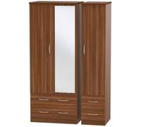 Avon Walnut Effect 3 Door Wardrobe - 1 Mirrors