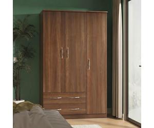 Avon Wardrobe - 3 Door - Triple - with LHF 2 Drawers - Walnut