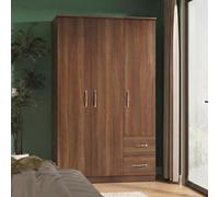 Avon Wardrobe - 3 Door - Triple - with RHF 2 Drawers - Walnut