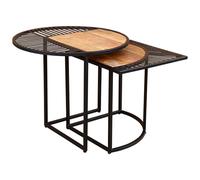 avon wooden set of 2 side tables with black frame in natural