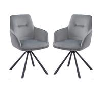 avondale swivel grey french velvet dining chairs in pair