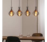 Avonni Hanging light Sinka smoky grey/antique gold 80 cm glass/metal 4flg.