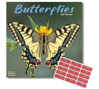 Avonside Butterflies 2027 Calendar with Organisational Stickers, 16 Month Square Wall Calendar (Sept 2026 - Dec 2027), UK Planner for Nature Lovers, Home or Office, 11.6 x 11.6 in