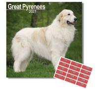 Avonside Great Pyrenees 2027 Square Calendar with Organisational Stickers