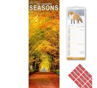 Avonside Seasons 2027 Slimline Calendar with Organisational Stickers, 12 Month UK Wall Planner (Jan-Dec 2027), Home, Office or Kitchen Organiser for Nature Lovers, 15 x 42 cm