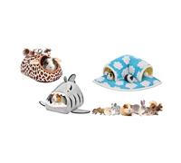 Avont 2 Pack Guinea Pig Bed House Hideout for Cage Bundle with Guinea Pig Hideout Tunnel Bed for Small Animals