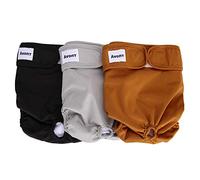 Avont 3 Pack Reusable Dog Diapers, Highly Absorbent Washable and Eco-Friendly Sanitary Wraps Panties for Female Pets -Black/Brown/Grey(L)