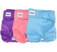 Avont 3 Pack Reusable Dog Diapers, Highly Absorbent Washable and Eco-Friendly Sanitary Wraps Panties for Female Pets -Purple/Blue/Pink(S)