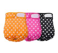 Avont 3 Pack Reusable Dog Diapers, Highly Absorbent Washable and Eco-Friendly Sanitary Wraps Panties for Female Pets -Pink/Yellow/Black Dots(XL)