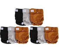 Avont 9 Pack Reusable Dog period pants,Dog Diapers-Black/Brown/Grey(M)