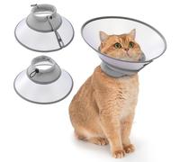 Avont Adjustable Cat Cone Collar, Alternative Anti-Lick E-Collar, Protective Recovery Elizabethan Cone After Surgery Recovery & Skin Protection for Kittens Puppy Small Dog to Stop Licking -Grey(S)