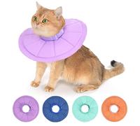 Avont Adjustable Cat Recovery Collar, Soft Lightweight Water Resistant Donut Cone for Cats After Surgery, Anti-Lick Protective E-Collar for Healing -Purple(S)