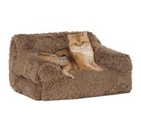 Avont Cat Couch Bed, Plush Pet Sofa for Indoor Cats Kittens Dogs Kitty Puppy Small Animal with Removable and Machine Washable Cover and Non-slip Bottom -Brown