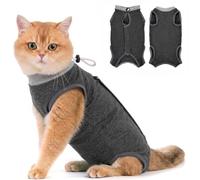 Avont Cat Recovery Suit - Kitten Onesie for Cats After Surgery | Stop Licking, Protects Stitches, M: Neck 24-28cm, Chest 35-39cm, Back 26cm, Soft & Breathable, Hook & Loop, Darkgrey