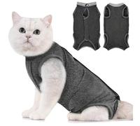 Avont Cat Recovery Suit Post Surgery, Elizabethan Collar & Cone Alternative, Kitten Onesie Pet Surgical Spay Shirt for Abdominal Wounds or Skin Diseases -Darkgrey (M)