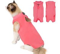 Avont Cat Recovery Suit Post-Surgery Kitten Onesie, Surgical Cone-of-Shame Alternative for Spayed Females Cat, Skin Wound Care -Rosepink(L)
