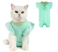 Avont Cat Recovery Suit - Post-Surgery Onesie for Cats Mintgreen L | Comfort meets style with this wave-sleeve cat onesie-a soft, chic alternative to the cone for post-surgery female kittens