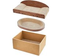 Avont Cat Scratcher Set, 3 Pcs Cardboard Cat Scratchers for Indoor Cats Durable Corrugated Cardboard Scratch Board Bed Lounge Box Toys for Kittens, Furniture Protector for Couch