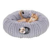 Avont Cat Tunnel Bed for Indoor Cats, Plush Fluffy Kitten Donut Tunnel 3 Shape to Play, Large Kitty Circle Tunnel Under Christmas Tree, Cat Play Toys Gift Ideas -Dark Gray Short-pile