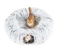 Avont Cat Tunnel Bed, Washable Cushion, Large 3-in-1 Play Tube for Cats | Play, Rest & Snuggle | Spacious for Big Cats | Durable Toggle Design | Removable Washable Cushion | Grey