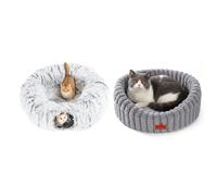 Avont Cat Tunnel Bed with Central Mat Bundle with Fluffy Cat Bed for Indoor Cats