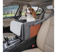 Avont Center Console Dog Car Seat, Armrest Middle Console Booster Carrier with Safety Belts & Storage, Travel Car Seat for Small Dogs & Cats, Well-Cushioned & Anti-Anxiety -Dark Grey