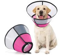 Avont Dog Cone Collar After Surgery, Alternative Adjustable Elizabeth Cone for Medium Large Dogs, Comfy Breathable Pet Recovery Collar to Stop Licking -Pink(S)