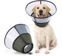 Avont Dog Cone Collar After Surgery, Alternative Adjustable Elizabeth Cone for Medium Large Dogs, Comfy Breathable Pet Recovery Collar to Stop Licking -Dark Green(L)