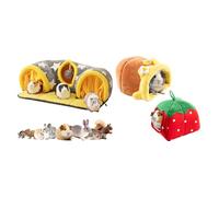 Avont Guinea Pig Hideout Tunnel Bundle with 2 Pack Guinea Pig Bed House Hideout for Cage