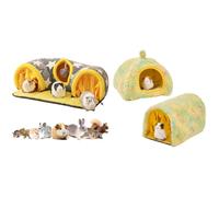 Avont Guinea Pig Hideout Tunnel Bundle with 2 Pack Guinea Pig Hideout Bed and Tunnel Toys Set with Curtain