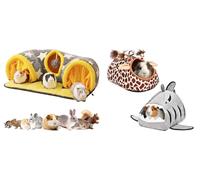 Avont Guinea Pig Hideout Tunnel Bundle with 2 Pack Guinea Pig House Hideout for Cage